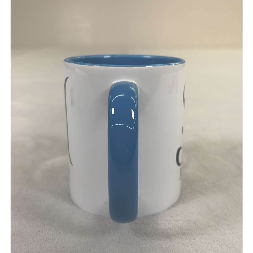 Personalized "M" Matt Coffee Mug Ceramic Cup 11oz Blue Interior Blk Letters - Picture 5 of 11